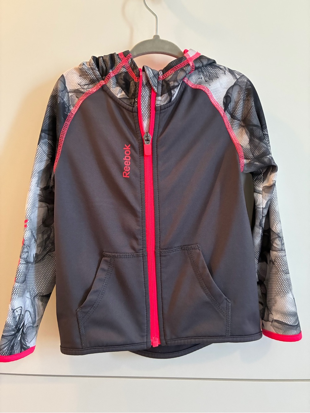 3T Reebok Gray Hoodie with Bright Pink Accents
